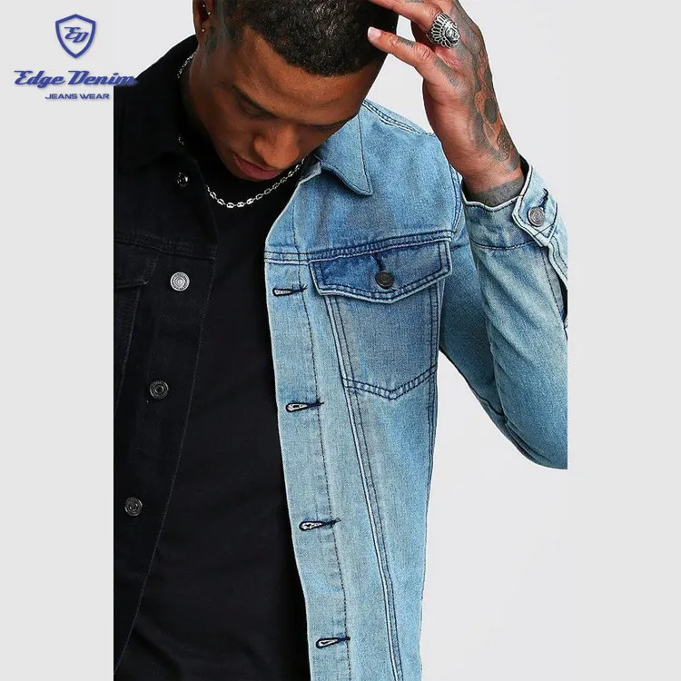 black and blue two tone denim jacket