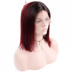 1b/99j burgundy red ombre short human hair wigs