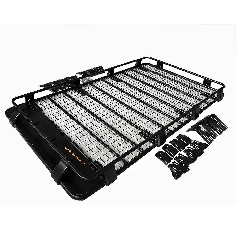 Rooftop Cargo Carrier Black Powder Coated 500lbs Large Load Capacity Cargo Basket Luggage
