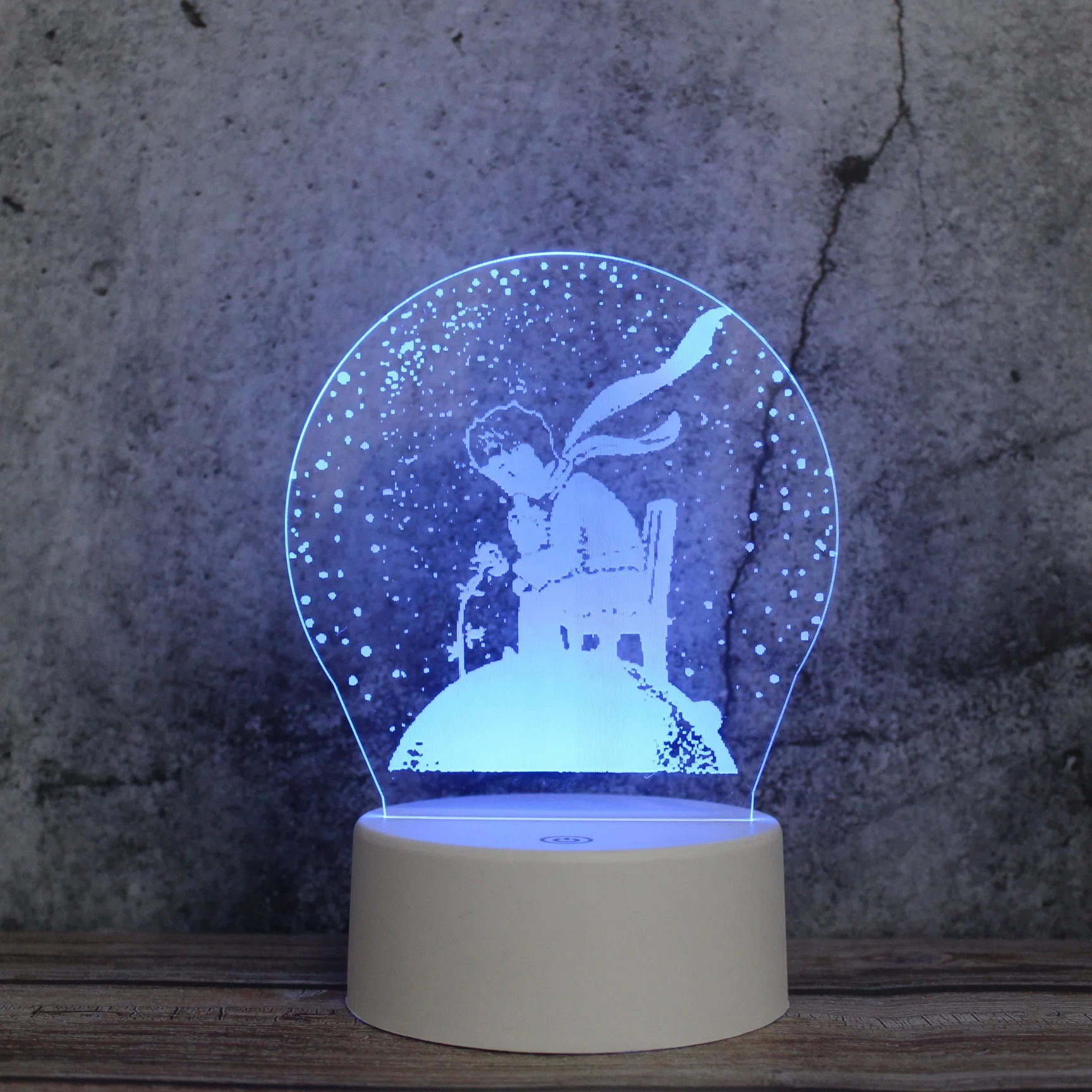 3D Night Light  Boy in the snow 3D Light Lamp 7 Color Changing Desk Table Light Children Lamp with Flat Acrylic Panel & ABS Base