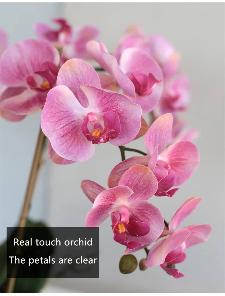 Large Real Touch Decorative Plants Phalaenopsis For Home Decor Silk Artificial Latex Flower Orchids Arrangement With Flowerpot