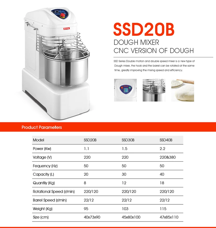 75kg Double Motor Double Speed Spiral Dough Mixer Used For Bread Buy