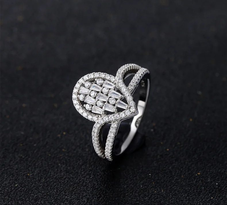 S925 Silver Micro-Inlaid Diamond Crown Ring Water Drop Styling Fine Jewelry with Rhodium Plating Gemstone Lab Diamond Ring