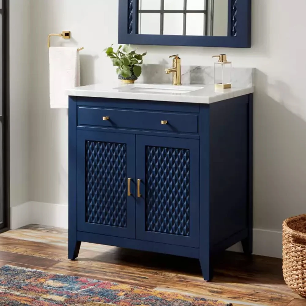 60 Inch Bathroom Vanity Double Sink Navy Blue