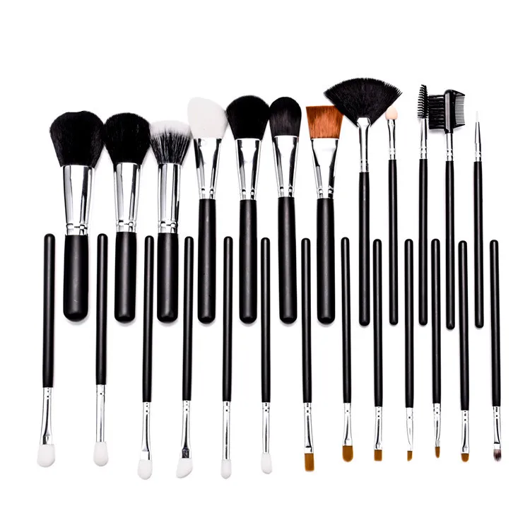 Melason High Quality 25pcs Custom Natural Synthetic Hair 25pcs Makeup Brush Set Belt Private label Makeup Kit Can Print Logo