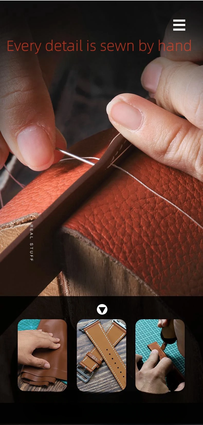 Luxurious Handsewn Business Leather Genuine Leather Apple Watch Strap