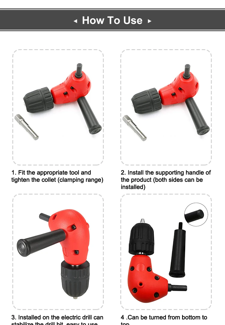 Plastic 90 Degree Angle Chuck Drill Adapter Chuck Key Handle Adapter ...