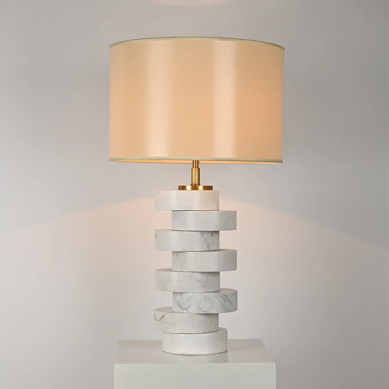 modern room lights design nordic metal malposed geometrical marble led bedroom table lamp