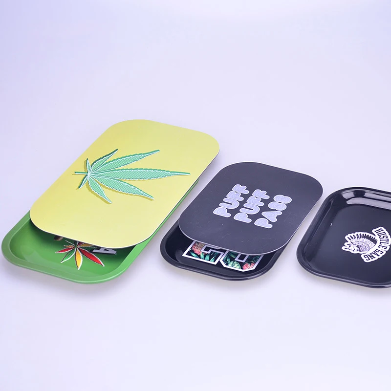Custom Cover Metal Tin Tobacco Cigarette Herb Rolling Tray With Pvc