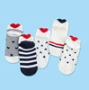 Summer Cute Heart Pattern White Striped Dots School Kids medias Socks Young Cute Teen Girls Boat Ankle Socks
