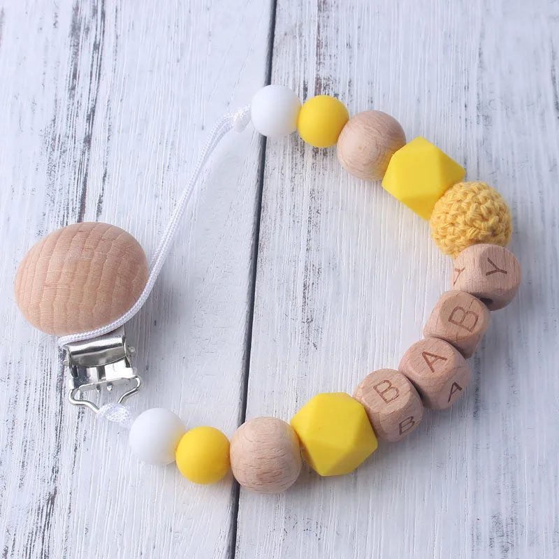 Baby Teether Teething Collares Pacifier Clips Chew Toy Silicone BPA Free TK 