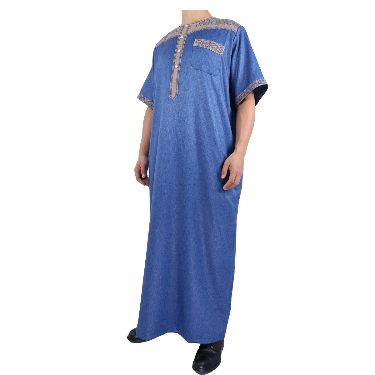 Islamic Clothing Cotton Material Short Sleeve Thobe Islamic Prayer ...