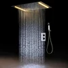 2019 Rainfall Concealed Shower Set Electricity Power LED Ceiling Mounted Bathroom Hand Shower Thermostatic mixer shower