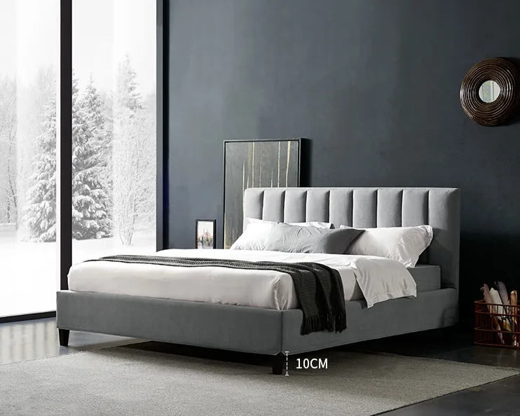 Modern Style King Size Bed Double Soft Fabric Bed