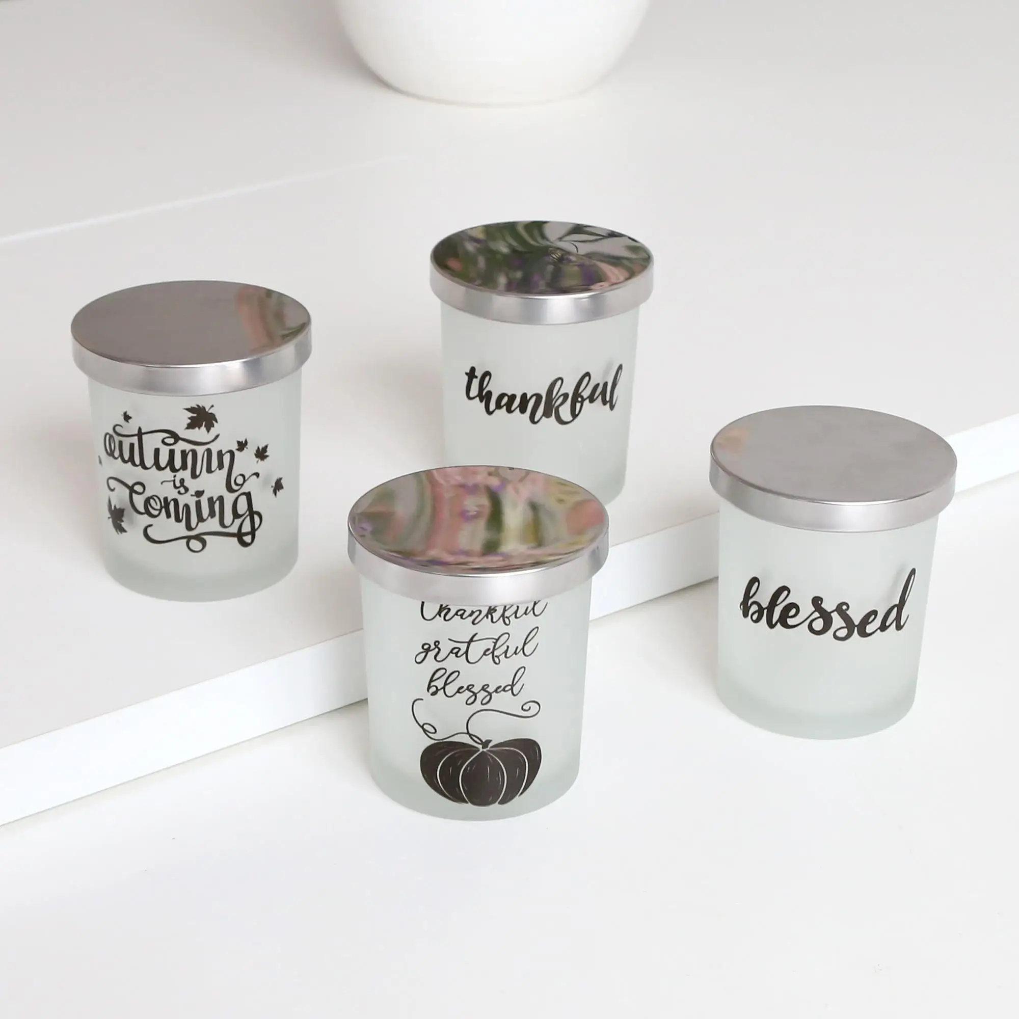 White Glass Candle Jar With Metal Lid Luxury Candle Jar Buy Glass