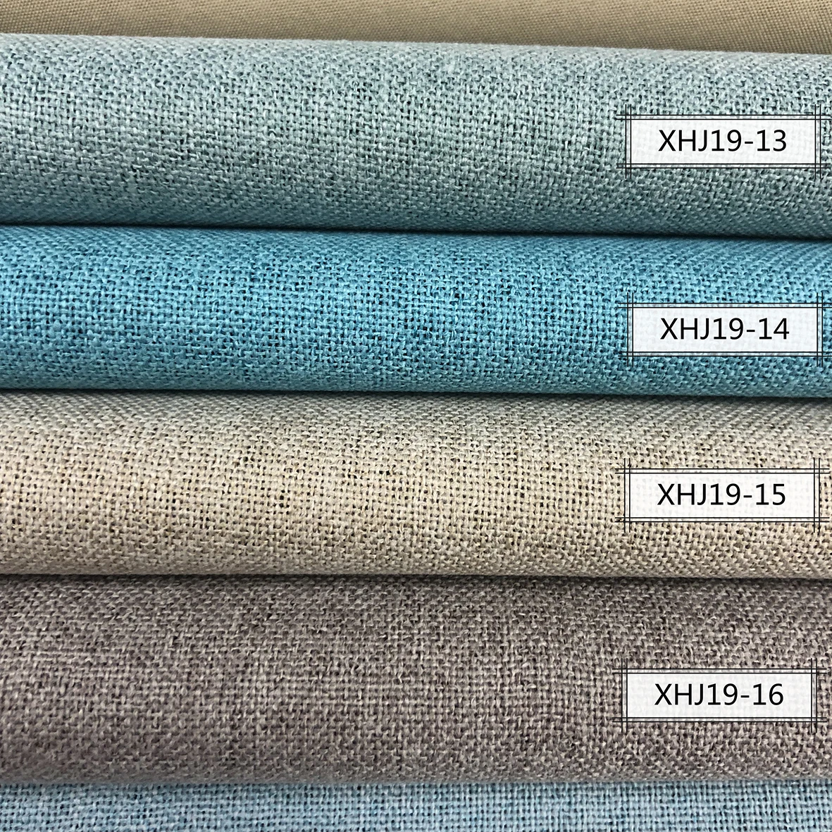 Hot sale full blackout solid color polyester curtain fabric simple style plain linen for living room windows decoration