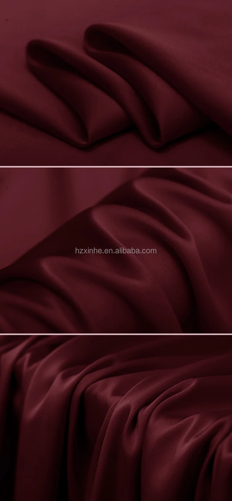 Burgundy Washable Silk Fabric Stretch Double For Dress By