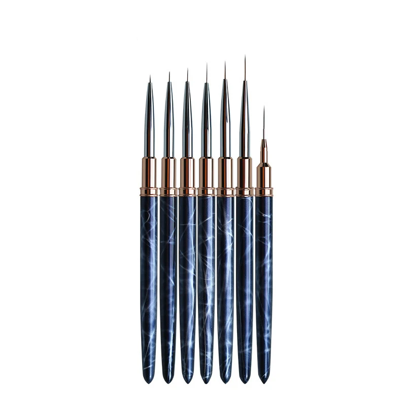 Marble Metal Handle Nail Art Long Liner Brushes Uv Gel Polish Painting Nail Brush Design Liner