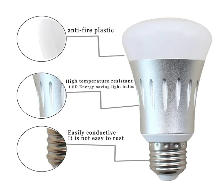High Quality and Energy Saving E27/E14 Plastic + Aluminum Wifi LED Smart Light Bulb Fit For Alexa and Google Assistant
