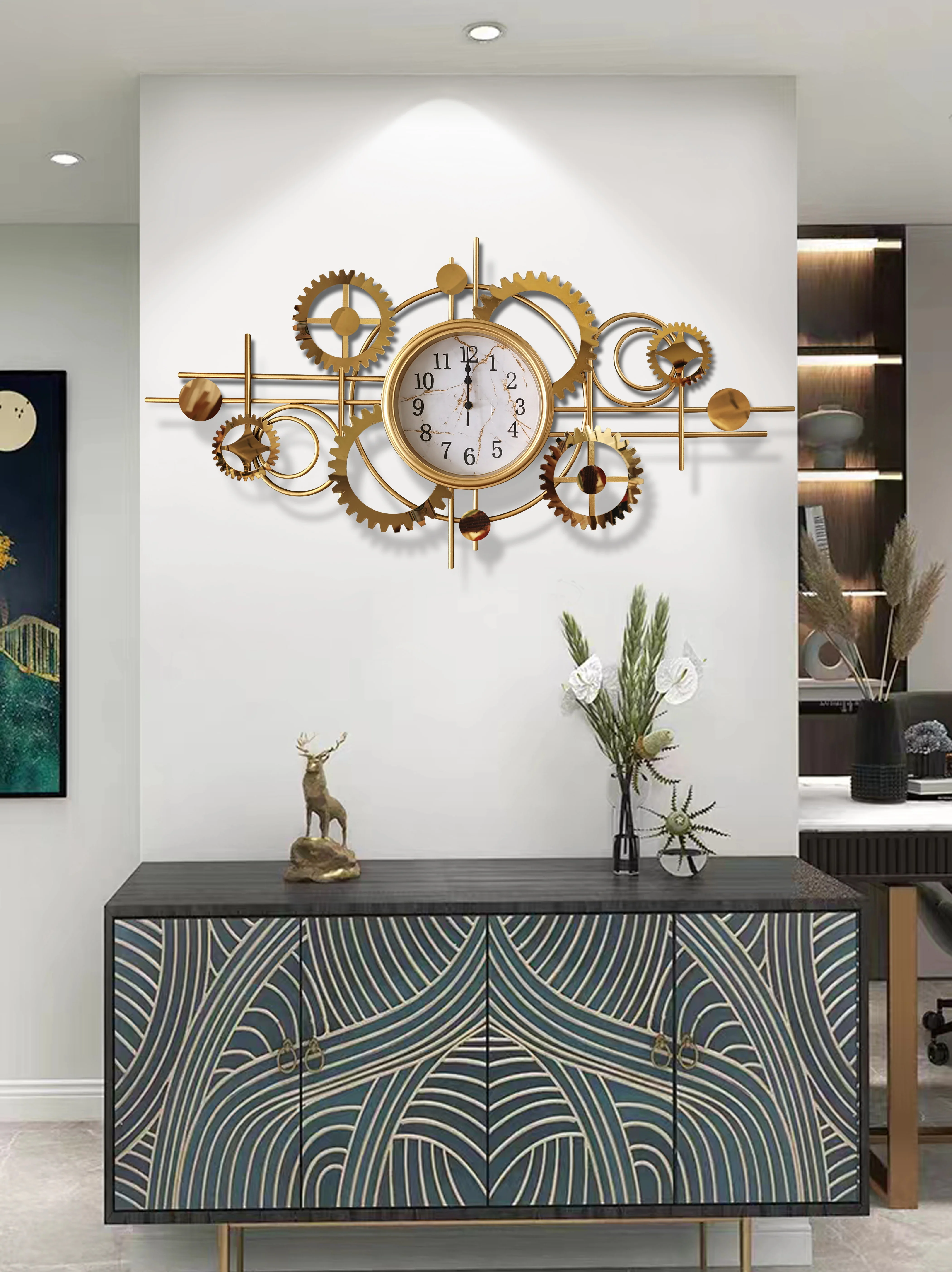 Modern Creative Gear Wheel Design Home Decor Metal Handmade Golden