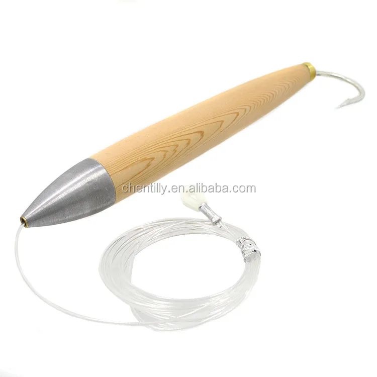 6" Rigged Cedar Plugs Natural Color Fully Rigged Cedar Plug Fully