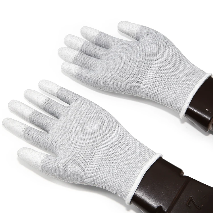 2020热卖顶部pu涂层碳纤维手套防静电