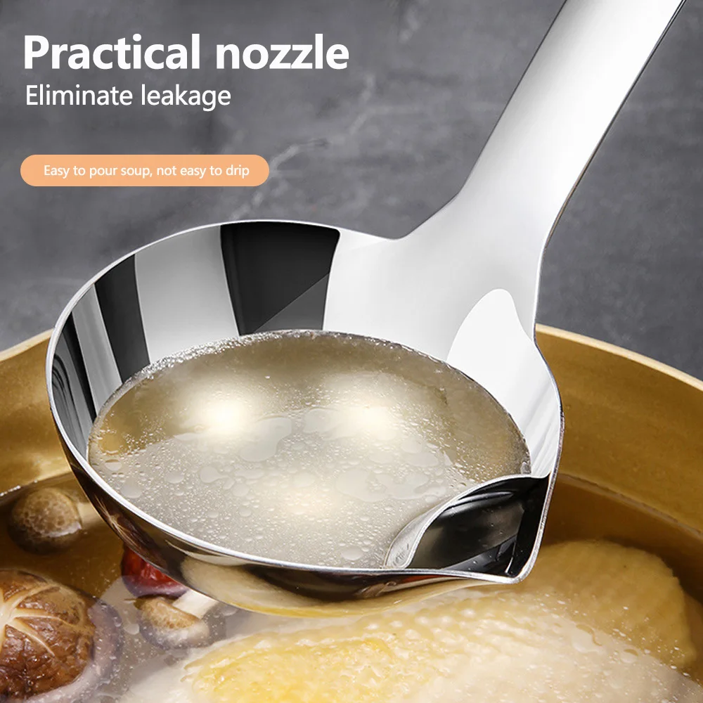 New Separating Oil Soup Ladle Spoon Oil Filter Spoon Stainless Steel