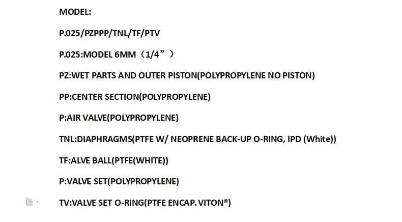 P.025/PZPPP/TNL/TF/PTV Wlden luftdrevet dobbelt pneumatisk membranpumpefabrik