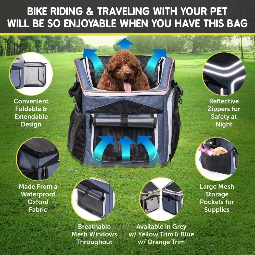 Foldable Dog Bike Basket Expandable 6 In 1 Soft Pet Carrier Backpack,Dog Carrier Shoulder Bag