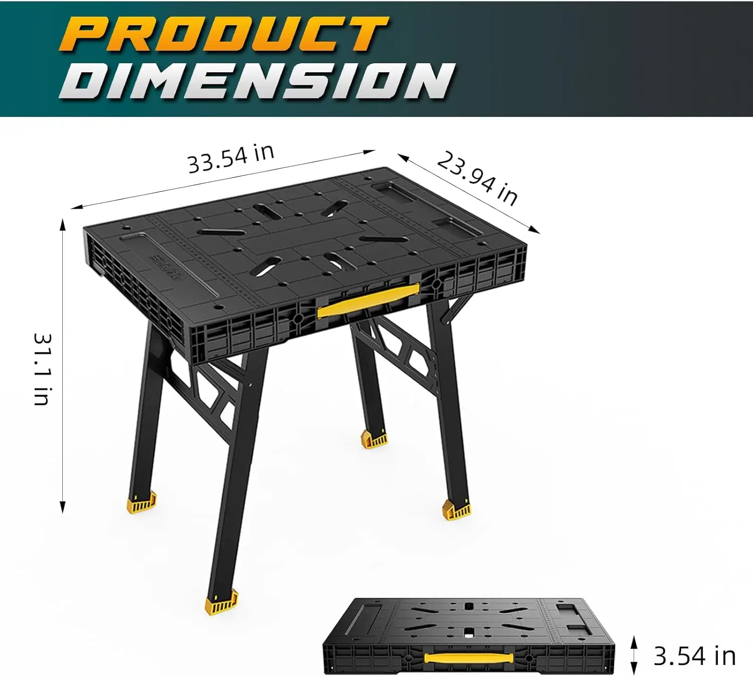 Foldable Work Bench Lightweight Portable Work Table 1650 Lbs Load ...