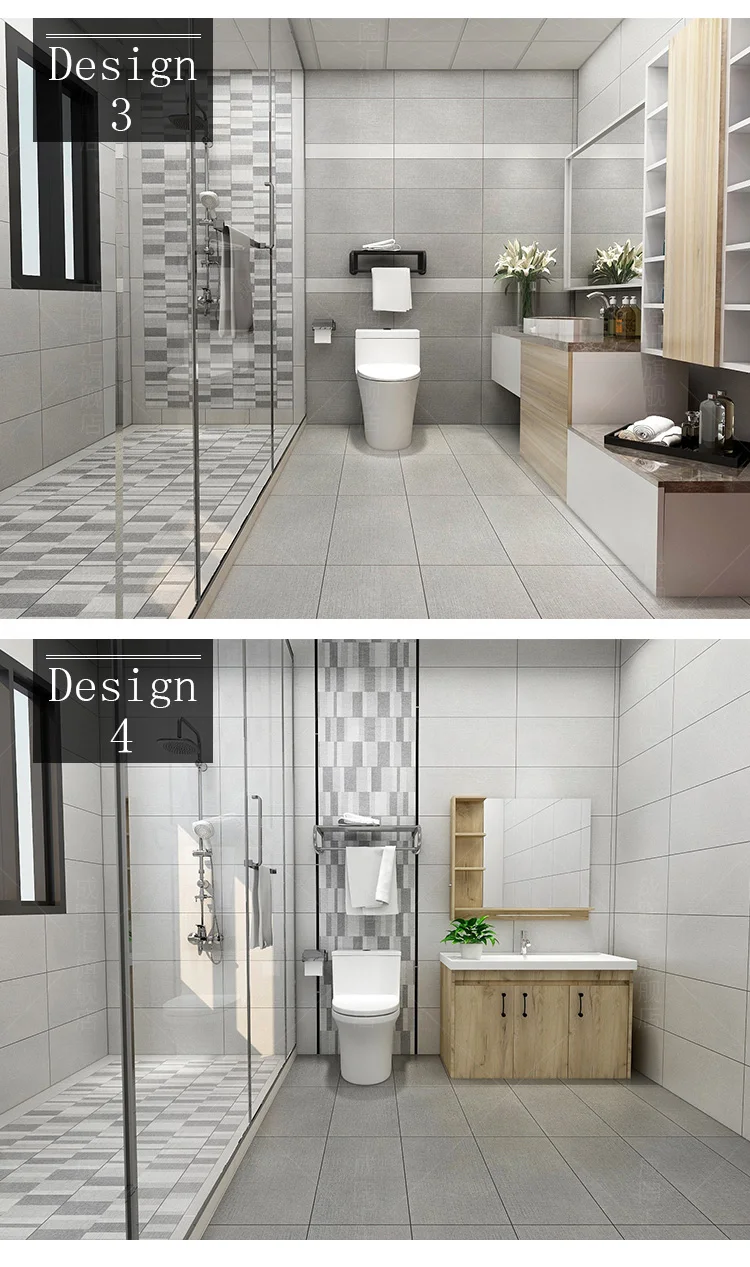 300x600mm Cloth Pattern Tiles Floor Grey Ceramic Bathroom Wall Digital Tiles