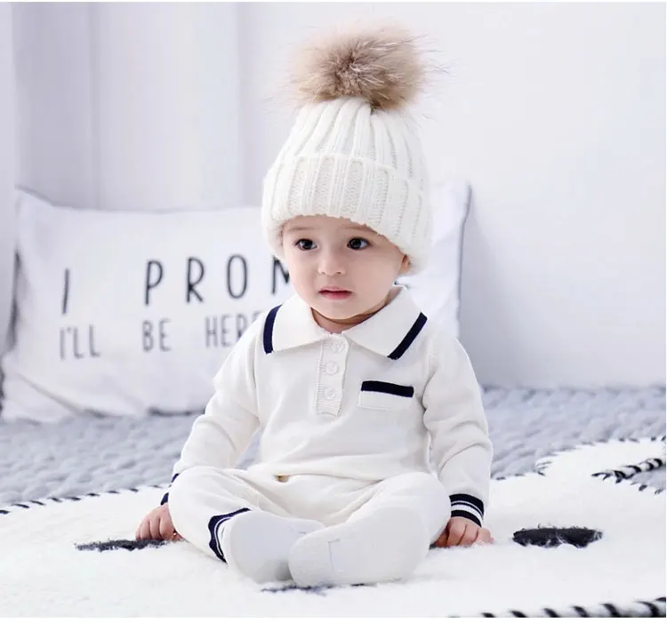Wholesale infant toddlers clothing collar knitted baby romper