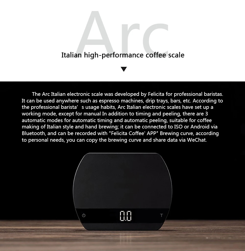 Felicita Arc Smart Coffee Scale With Bluetooth Digital Scale