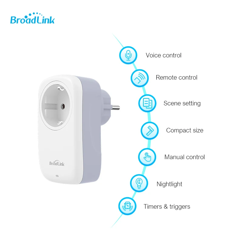 Broadlink SP4L Smart EU Socket Wifi Timer Plug With Night Light Google Home Alexa Voice For Smart Home Automation