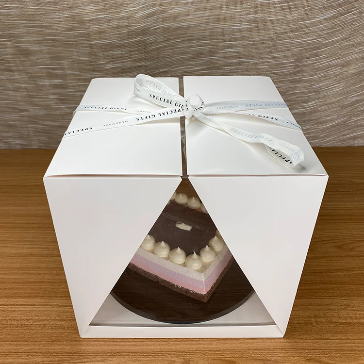 批发定制白色牛皮纸面包店生日圣诞欢乐蛋糕包装盒 - buy cake boxes