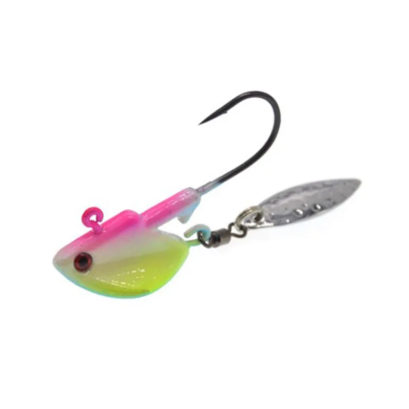 Lifelike Lead Head Hook With Metal Spoon Sequins Jig Head  Hook  Soft Worm  Fishing Hook