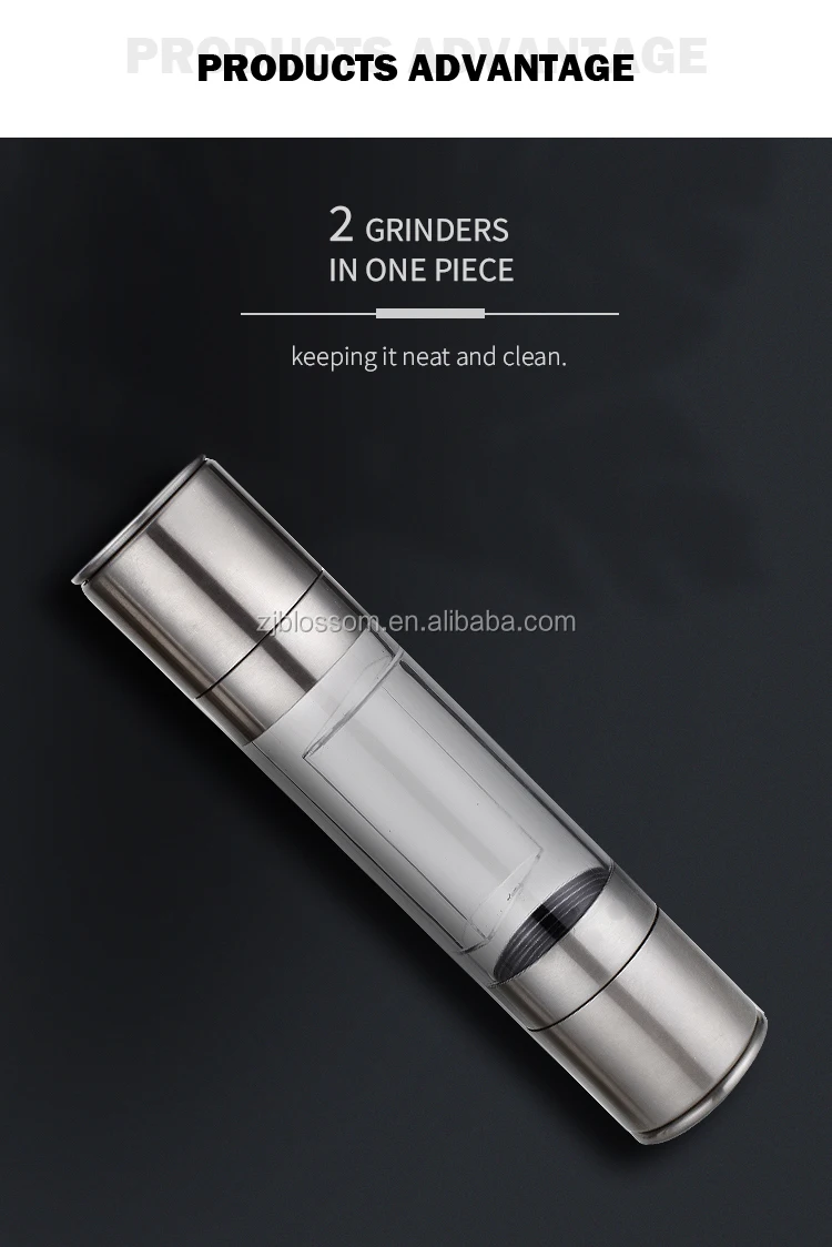 Adjustable Industrial 2 In 1 Salt And Pepper Grinder Stainless Steel Spice Mill Grinder Bottles