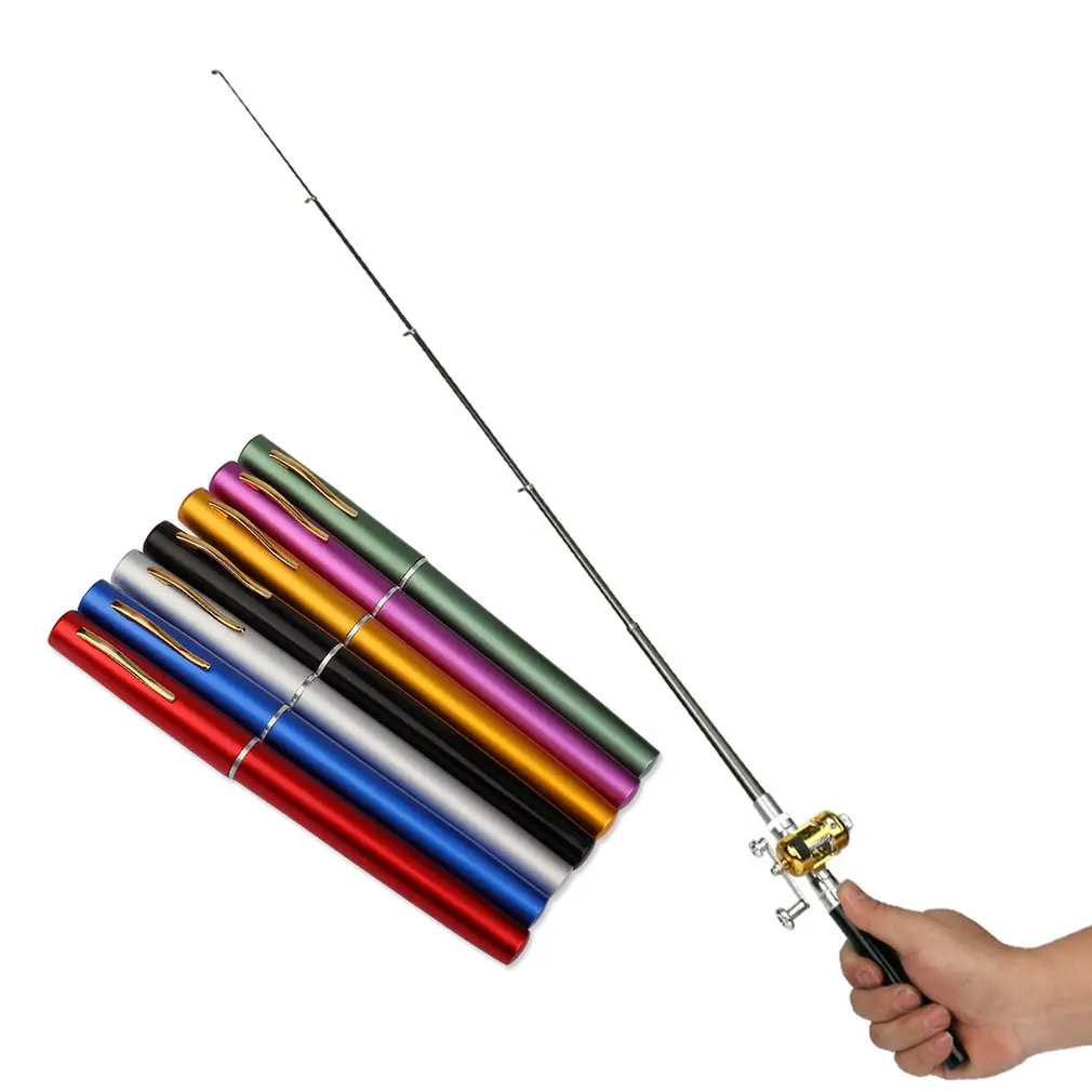 Outdoor Mini Fishing Rod Telescopic EDC Portable Aluminum Alloy Pen Fishing Rod 