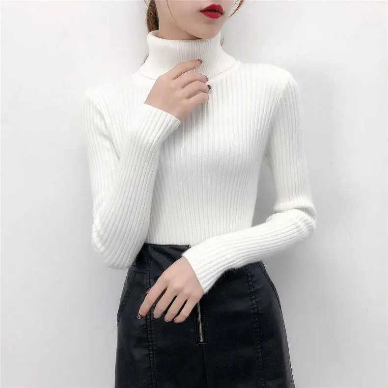 Custom Sweater Turtle Neck High Sweaters Girl Knitted Cotton Pullover ...