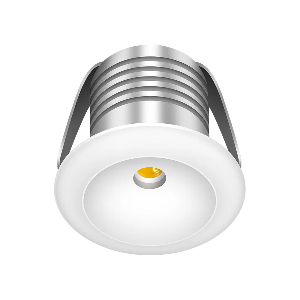 Silver Body Finish LED Spot Lamp 3V 6V Cabinet Recessed Lighting 1W Mini Cupboard Downlight