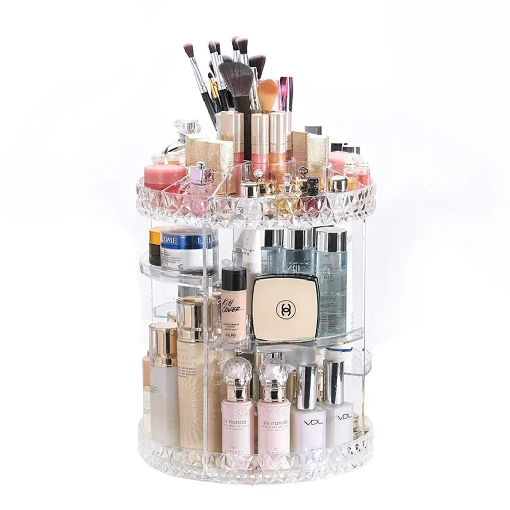 360 Degree Rotation Transparent Acrylic Cosmetics Storage Box Fashion Spin  Multi-Function Detachable Makeup Beauty Organizer - AliExpress