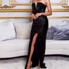 women tube evening gown Mesh Wholesale Women Strapless Sequin sexy split Evening Gowns long bridal wedding formal party dress