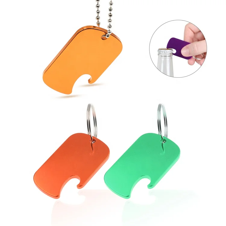 Wholesale Colorful Anodized Aluminum Bottle Opener Dog Tag With Keyring