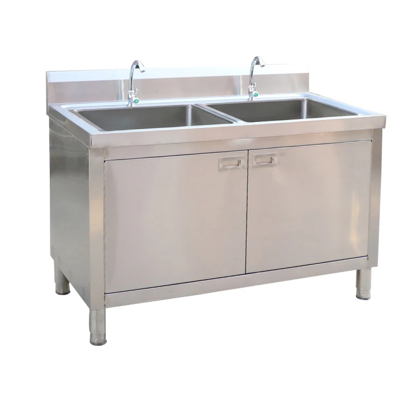 Factory Outlet Luxury European Style 201 304 Stainless Steel Double Bowl Sink With Cabinet Buy Stainless Steel Double Bowl Sink Hospital Inductive Hand Wash Sink Double Bowl Sink Stainless Steel Cabinets Compartment Pot Sink