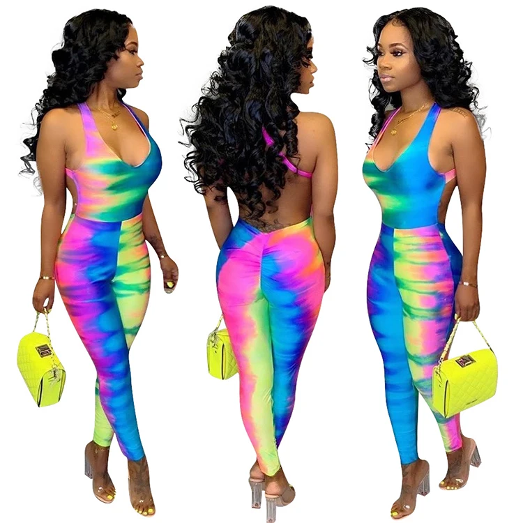 
Wholesale Summer Sleeveless Print Woman One Piece Ladies Jumpsuit Rompers Clubwear 