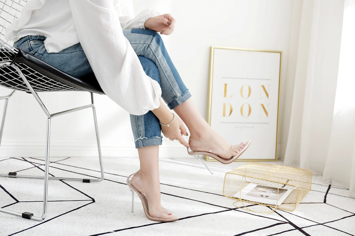 pointed perspex heels