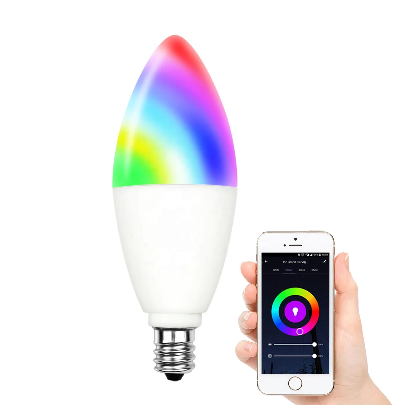 E12 E14 6W Wireless Remote Controlled Google  WIFI Smart House LED Bulb RGB+W Colour Changing Bulb