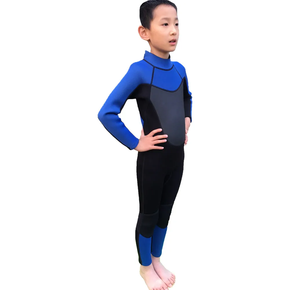 3毫米儿童泳衣潜水服男孩长袖防水冲浪浮潜套装青年独木舟套装