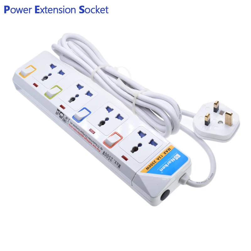 Smart extension socket with 3m power cable Outlet Plug With Amazon Alexa And Google universal UK with switch led indicator light