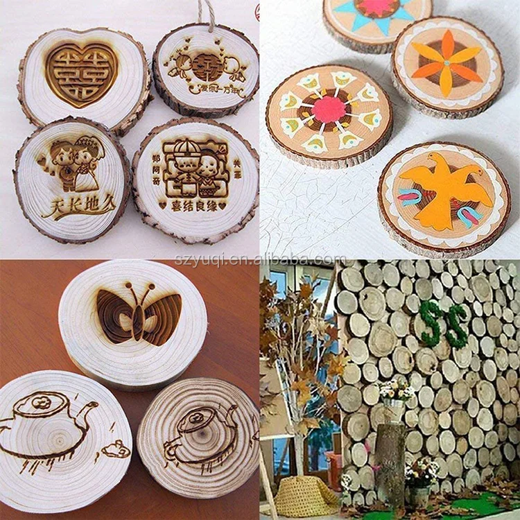 2020 Amazon Hot Sale Unfinished Natural Wood Slices DIY Wood Crafts Christmas Ornaments